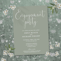 Sagegroene elegante script verlovingsfeest