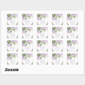 Sagegroene en paarse bloemige baby shower-boekenle vierkante sticker (Vel)