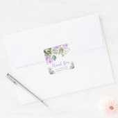 Sagegroene en paarse bloemrijke bruidsdouche vierkante sticker (Envelop)