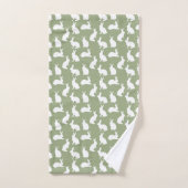Sagegroene en witte konijnenpatroon Cute Pasen Bad Handdoek (Handdoek)
