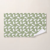 Sagegroene en witte konijnenpatroon Cute Pasen Bad Handdoek (Handdoek)