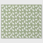 Sagegroene en witte konijnenpatroon knuffel Pasen Cadeaupapier (Vlak)