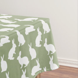 Sagegroene en witte konijnenpatroon knuffel Pasen Tafelkleed