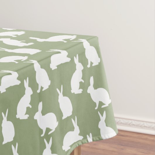 Sagegroene en witte konijnenpatroon knuffel Pasen Tafelkleed (Voorbeeld)