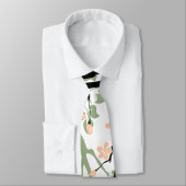 Sagegroene en zwarte tak en perzikbloemen stropdas (Gebonden)