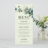 Sagegroene Eucalyptus Elegante Boho Bruiloft Menu (Staand voorkant)