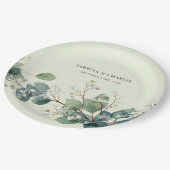 Sagegroene Eucalyptus Elegante Boho Papieren Bordje (Gekanteld)