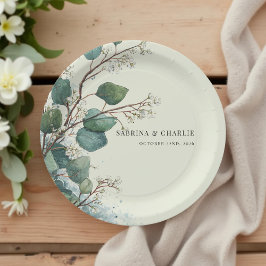 Sagegroene Eucalyptus Elegante Boho Papieren Bordje