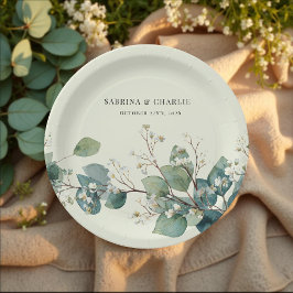 Sagegroene Eucalyptus Elegante Boho Papieren Bordje