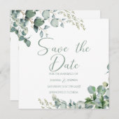 Sagegroene eucalyptus minimalistische save the dat kaart (Voorkant / Achterkant)