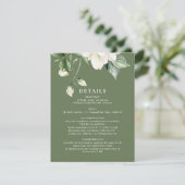 Sagegroene Eucalyptus & Roze Ivoren QR Code Trouwe Informatiekaartje (Staand voorkant)