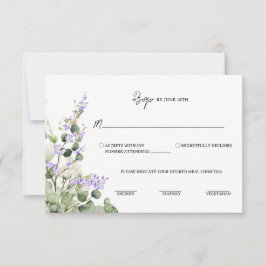 Sagegroene Eucalyptus RSVP-kaart met Lilac-bloemen RSVP Kaartje