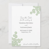 Sagegroene Eucalyptus Save The Date Uitnodiging (Voorkant)