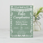 Sagegroene Feliz Cumpleaños 50e verjaardag Kaart (Staand voorkant)