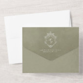 Sagegroene Fluwelen Elegante Baroklijst Bruiloft All In One Uitnodiging (Achterkant)