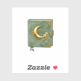 Sagegroene fluwelen journal met gouden halvemaan sticker