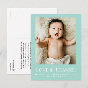 Sagegroene foto Baby Liefde & dank Modern Briefkaart