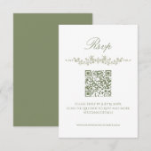 Sagegroene Franse bloemen RSVP kaart met QR-code (Voorkant / Achterkant)