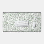 Sagegroene Franse Landelijke Chic Toile Monogram Bureaumat (Keyboard & Muis)