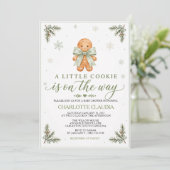 Sagegroene gemberkoek babyshower uitnodiging (Staand voorkant)