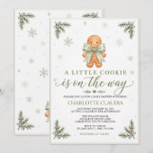 Sagegroene gemberkoek babyshower uitnodiging (Voorkant / Achterkant)
