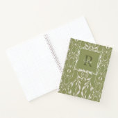 Sagegroene gepersonaliseerde monogram notitieboek (Binnen)