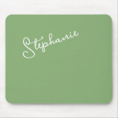 Sagegroene gepersonaliseerde naam script minimalis muismat (Voorkant)
