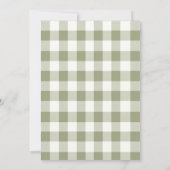 Sagegroene geruite konijn babyshower uitnodiging (Achterkant)