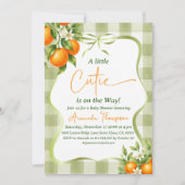 Sagegroene geruite Little Cutie Baby Shower Kaart (Voorkant)