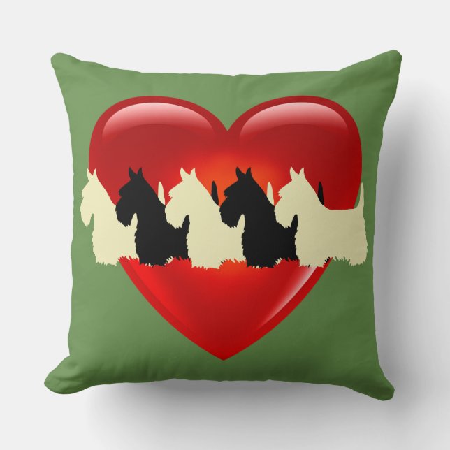 Sagegroene geruite print 6 Schotse Terrier hond Kussen (Voorkant)