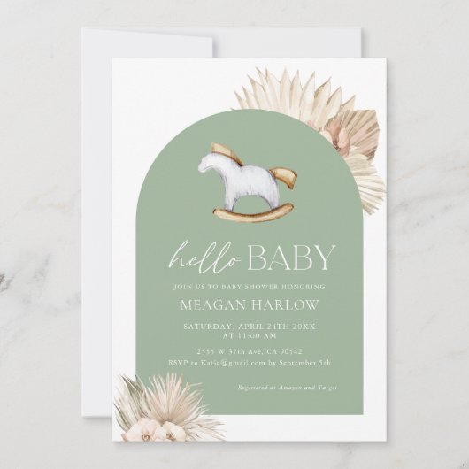 Sagegroene Geslachtsonzijdige Hello Baby Shower Kaart (Voorkant)