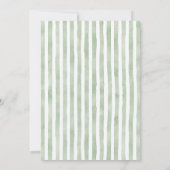 Sagegroene gestreepte bloemachtige babyshower uitn kaart (Achterkant)