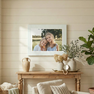 Sagegroene gestreepte familiefoto-bewaarstuk canvas afdruk