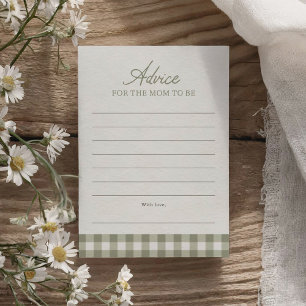 Sagegroene Gingham Baby Shower Advieskaart Kaart