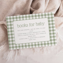 Sagegroene Gingham Baby Shower Boekverzoek