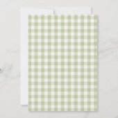 Sagegroene Gingham Baby Shower Kaart (Achterkant)