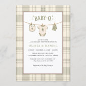 Sagegroene Gingham Baby Shower Ontspannen BBQ Kaart (Voorkant)