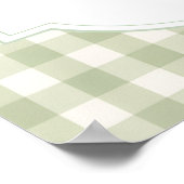 Sagegroene Gingham Baby Shower Poster (Hoek)