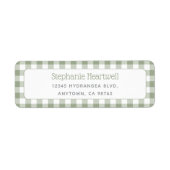 Sagegroene Gingham Baby Shower Retouradres Etiket (Voorkant)