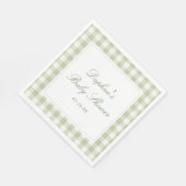 Sagegroene Gingham Baby Shower Servetten (Hoek)