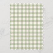 Sagegroene Gingham Baby Shower Uitnodiging (Achterkant)