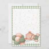 Sagegroene Gingham Babyshower Uitnodiging (Achterkant)