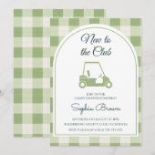 Sagegroene Gingham Boog Golf Baby Shower Kaart (Voorkant / Achterkant)