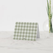 Sagegroene Gingham Gans Buffalo Rut Babyborrel Bedankkaart (Achterkant)