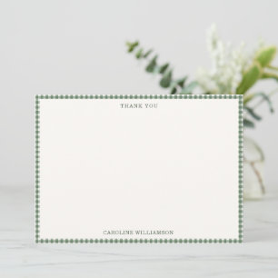 Sagegroene Gingham Geruite Retro Baby Shower Bedankkaart