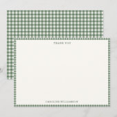 Sagegroene Gingham Geruite Retro Baby Shower Bedankkaart (Voorkant / Achterkant)