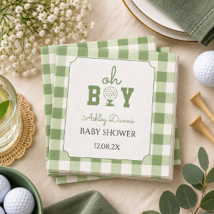 Sagegroene Gingham Golf Baby Shower Servet