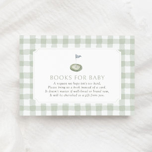 Sagegroene Gingham Golf Boeken voor Baby Informatiekaartje