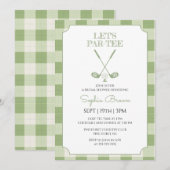 Sagegroene Gingham Golf Bruiloft Feest Kaart (Voorkant / Achterkant)
