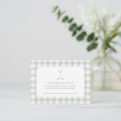 Sagegroene Gingham Golf Luier Raffle Ticket Informatiekaartje (Staand voorkant)